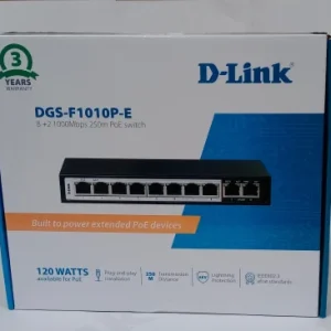 D-link DGS-F1010P-E 250M 10-Port 1000Mbps Switch with 8 PoE Ports and 2 Uplink Ports - Image 4