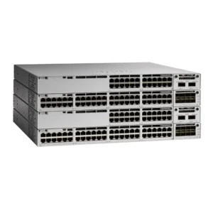 Cisco C9300L-48P-4G-E switch featuring 48 PoE+ Gigabit ports and 4 SFP uplinks for enterprise networks.