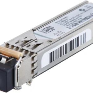 Cisco GLC-SX-MMD SFP module supporting up to 550 meters over multimode fiber for fast Gigabit performance.
