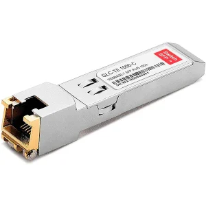 Close-up of the Cisco GLC-TE module designed for high-speed 10/100/1000BASE-T networking.