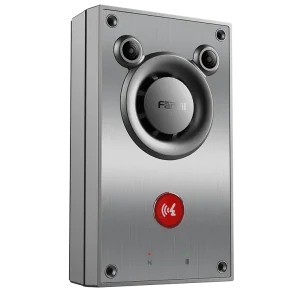 The Fanvil A12 SIP intercom highlighting its IP65 waterproof and IK07 vandal-proof ratings for reliable outdoor security