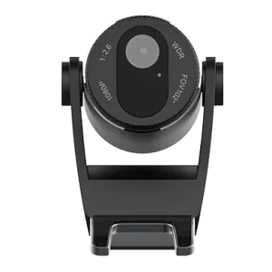 The Fanvil CM60 USB webcam highlighting its built-in physical privacy shutter to ensure security during non-meeting hours
