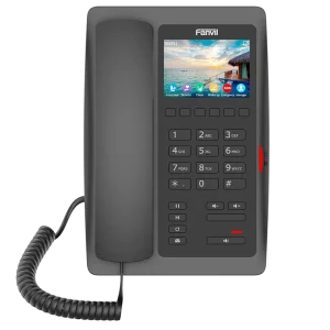 The Fanvil H5W WiFi hospitality phone with dual-band wireless support and a built-in USB port for convenient guest device charging.