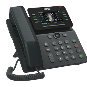 The Fanvil V63 SIP phone featuring dual Gigabit Ethernet ports and integrated PoE for lightning-fast network passthrough to PC