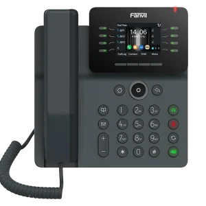 Fanvil V63 business-grade VoIP phone highlighting HD audio, Opus codec support, and 6-party conferencing for clear team collaboration