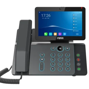 The Fanvil V67 flagship phone with antibacterial surface protection and a cool lighting keypad for a stylish, hygienic executive desk