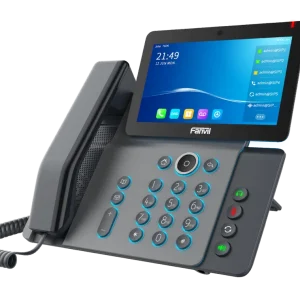 Fanvil V67 Android-based video phone showcasing its 1080P HD camera and 20 SIP lines for professional boardroom-quality conferencing