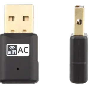 The Fanvil WF20 Wi-Fi stick plugged into the USB port of an X-Series phone, showing a clean, cable-free desk setup