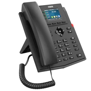 Fanvil X303P enterprise IP phone featuring a 2.4-inch color display and 4 SIP lines for professional business communication