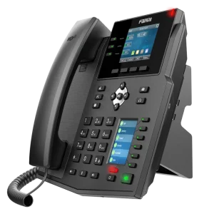 The Fanvil X4U Gigabit SIP phone with dual Gigabit ports, integrated PoE, and 12 SIP lines for high-volume business calling