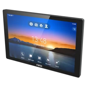 The Fanvil i507W displaying a high-resolution multi-view security feed, highlighting its large display and built-in dual-band Wi-Fi.