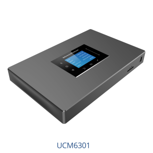 The Grandstream UCM6301 Unified Communications system supporting up to 500 users and 75 concurrent calls for SME business VoIP.