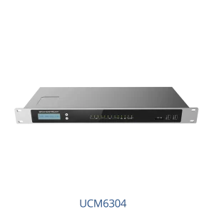 The Grandstream UCM6304 IP PBX system supporting up to 2000 users and 300 concurrent calls for high-capacity enterprise communication.