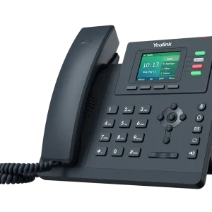 A Yealink T33G entry-level color screen phone featuring high-definition audio and Gigabit Ethernet ports.