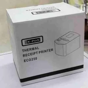 High-speed EPOS Eco 250 thermal receipt printer open to display the easy paper-loading compartment for 80mm rolls.