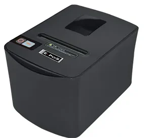A complete retail checkout setup featuring the EPOS Eco 250 thermal printer connected to a point-of-sale system via LAN.