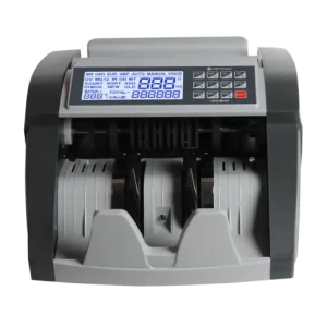 Lightwave LW-CCM-101 cash counting machine featuring an integrated ultraviolet UV counterfeit detection system and a clear digital LCD display.