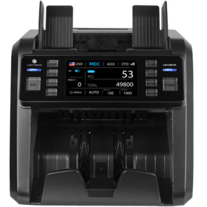 High-end Lightwave LW-CCM-701 cash counting machine featuring a dual CIS image sensor system for advanced multi-currency detection and mixed denomination value counting.