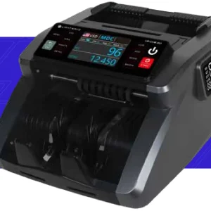 Lightwave LW-CCM-801 cash counting machine with a premium color touchscreen interface and single CIS sensor for advanced banknote validation.