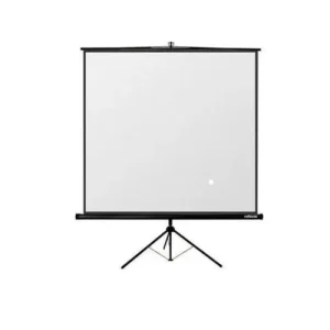 LW TPS-200T tripod projector screen measuring 200 by 200 cm assembled on a sturdy portable stand for corporate events.