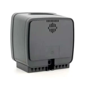 Compact Syble XB-8809H hands-free presentation scanner with an adjustable tilting metal stand for capturing 1D, 2D, and QR codes effortlessly.