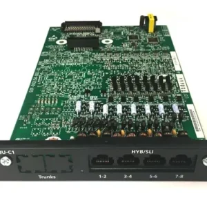 Front view of the NEC IP7WW-008U-C1 8-port analogue expansion card showing the RJ61/RJ45 connectors and sleek circuit layout.