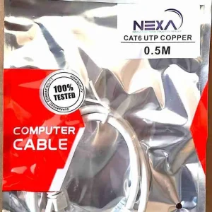 Premium NEXA 0.5M unshielded twisted pair pure copper ethernet patch cable with molded snagless boots for secure server room connections.