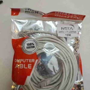 Premium NEXA 10M grey unshielded twisted pair pure copper ethernet patch cable with molded snagless boots for clean office network routing.