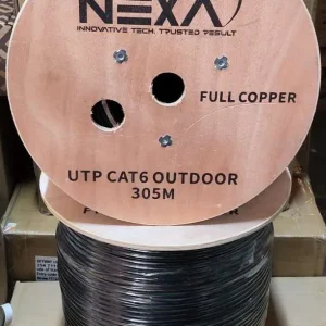 Premium NEXA UTP Cat6 outdoor full copper cable 305M roll with a rugged, weather-resistant outer jacket for high-speed external networking.