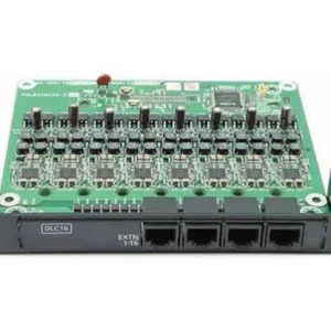 Panasonic KX-NS5172X 16-port digital extension card showing the green circuit board and four RJ45 interface connectors.
