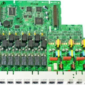 Panasonic KX-TE82480SX 2x8 expansion card showing the green main circuit board and gold multi-pin connector.