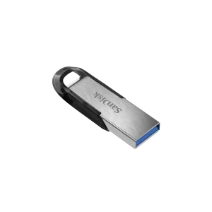 Compact SanDisk Ultra Flair premium flash memory stick showcasing the slim design profile for laptops.