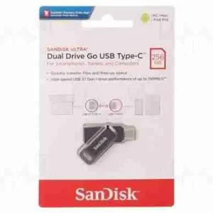 High speed SanDisk Ultra Dual Drive Go with the protective swivel cover rotated open.
